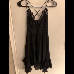Free People adella black mini dress